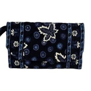 Vera Bradley Foldover Wallet Crossbody Bag Purse Zipper Compartment Blue White